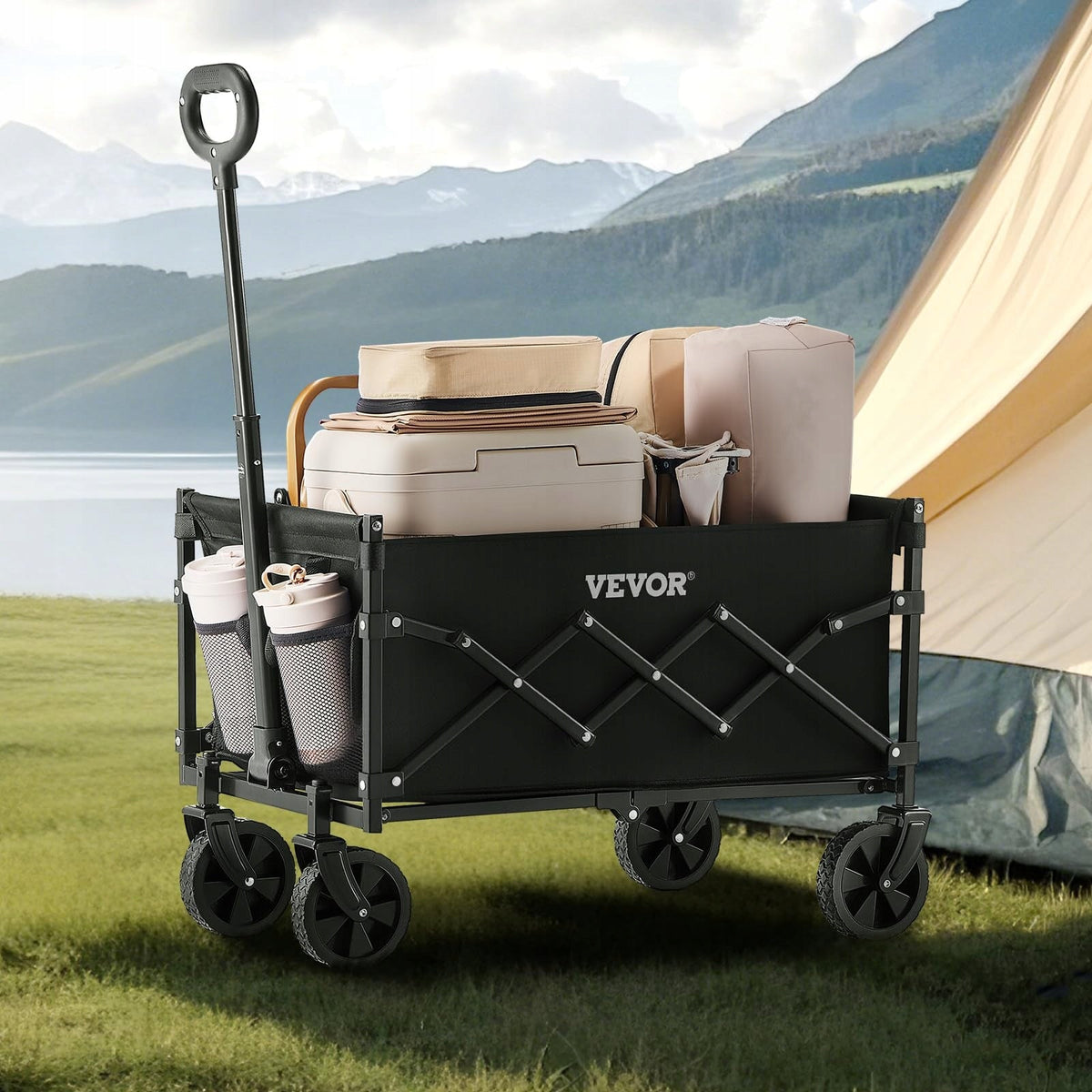 VEVOR FOLDING HAND CART 102 KG ALL-TERRAIN WHEELS STRONG BLACK