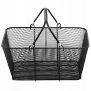 VEVOR HEAVY-DUTY BLACK METAL SHOPPING BASKETS, 12 PCS, WITH HANDLES AND STAND
