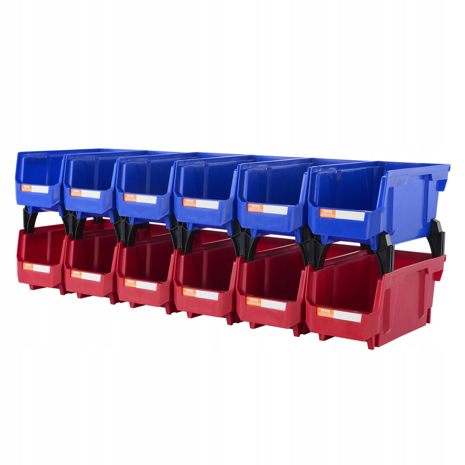 VEVOR SET OF 12 STACKABLE HEAVY-DUTY STORAGE BOXES