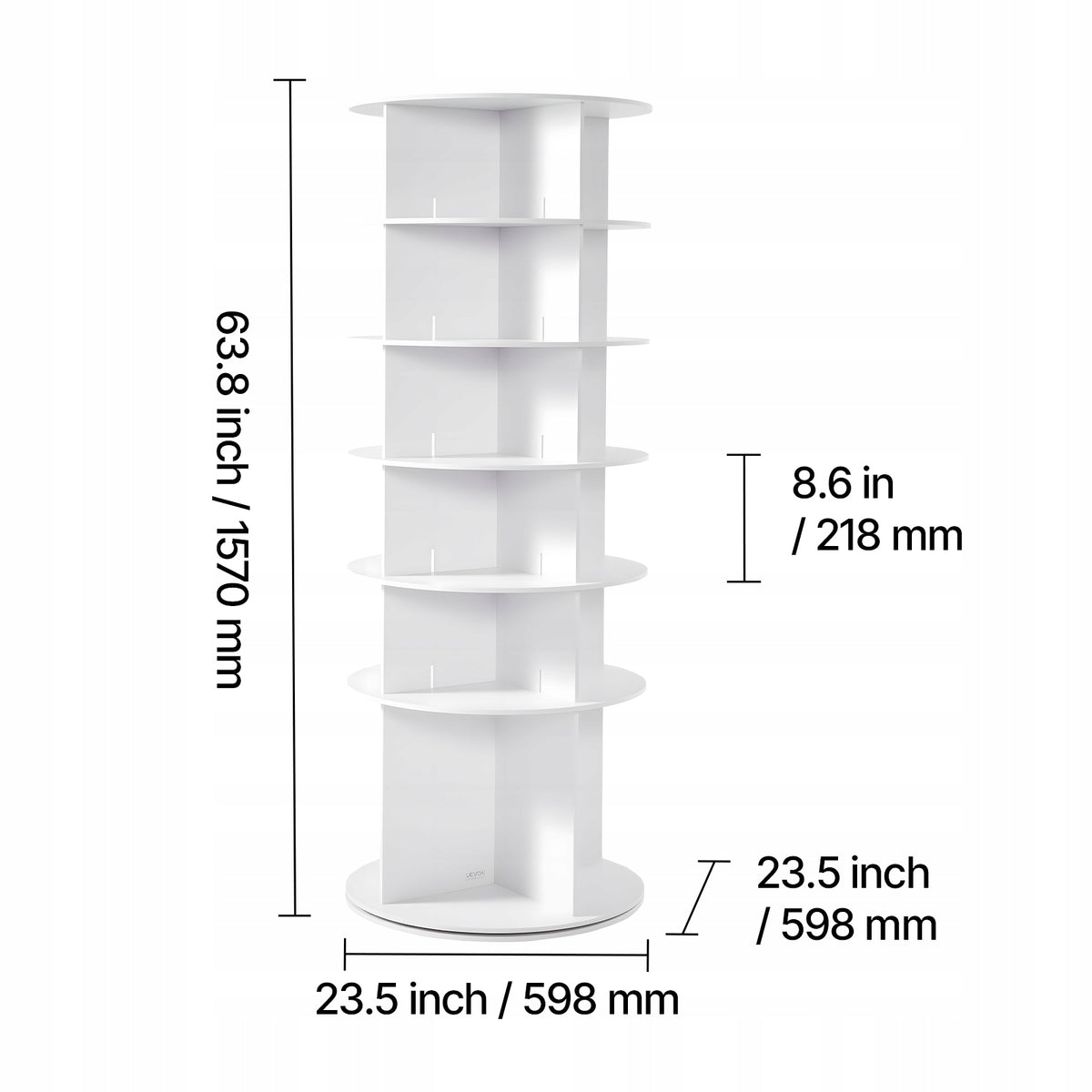 SOLID VEVOR 360 ROTATING SHOE RACK 6 TIERS FOR 24 PAIRS WHITE