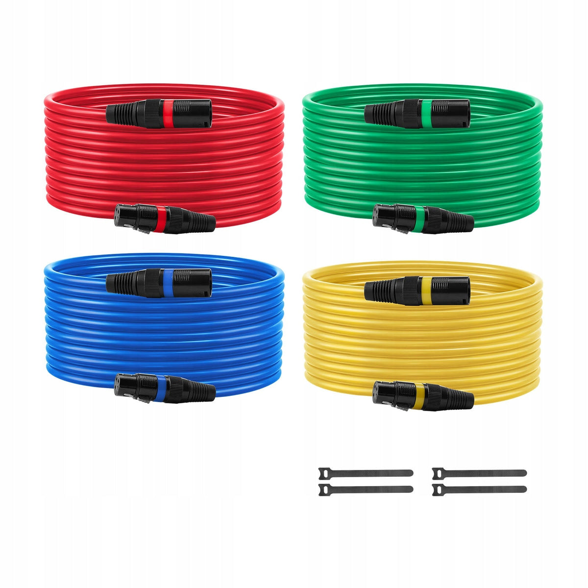 VEVOR XLR CABLE 7.62 M 4 PCS BALANCED MICROPHONE CABLES DURABLE GOLD-PLATED