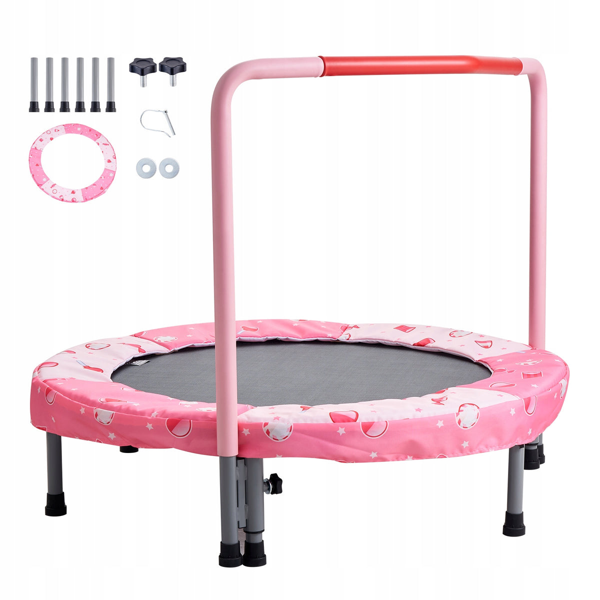 VEVOR 91.44 CM FOLDABLE KIDS TRAMPOLINE WITH HANDLE, RED - BEST