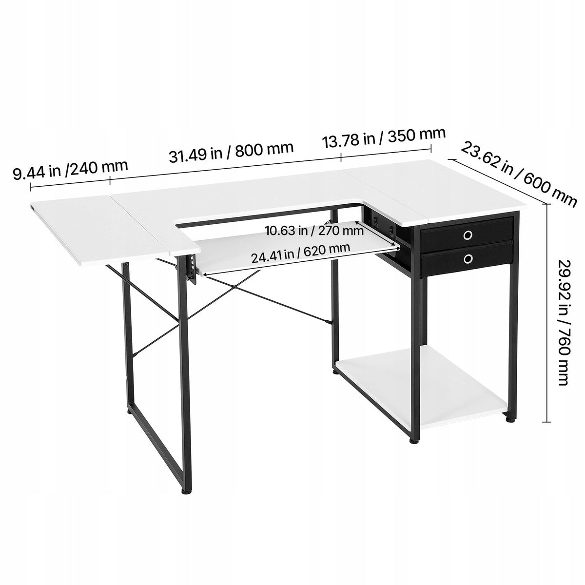 VEVOR PROFESSIONAL SEWING TABLE FOLDING TOP DRAWERS ADJUSTABLE
