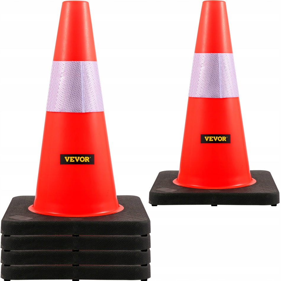 VEVOR PROFESSIONAL ROAD CONE 45 CM 5 PCS PVC REFLECTIVE SOLID