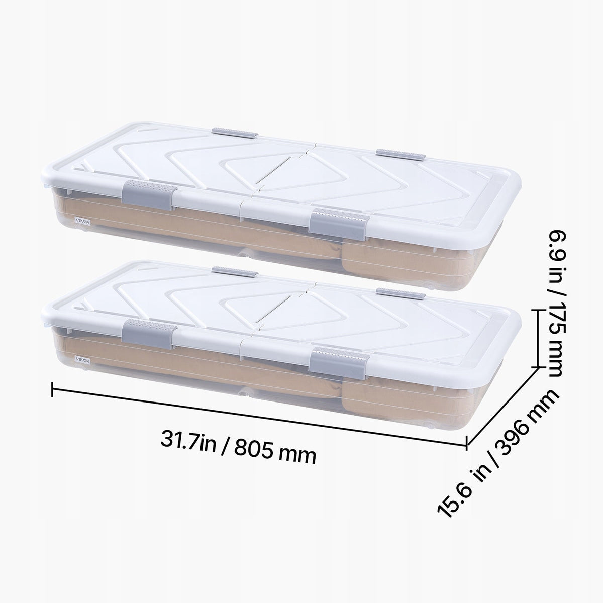 VEVOR UNDERBED STORAGE CONTAINER 4-PACK 42L ROLLING HEAVY-DUTY SHOE ORGANIZER