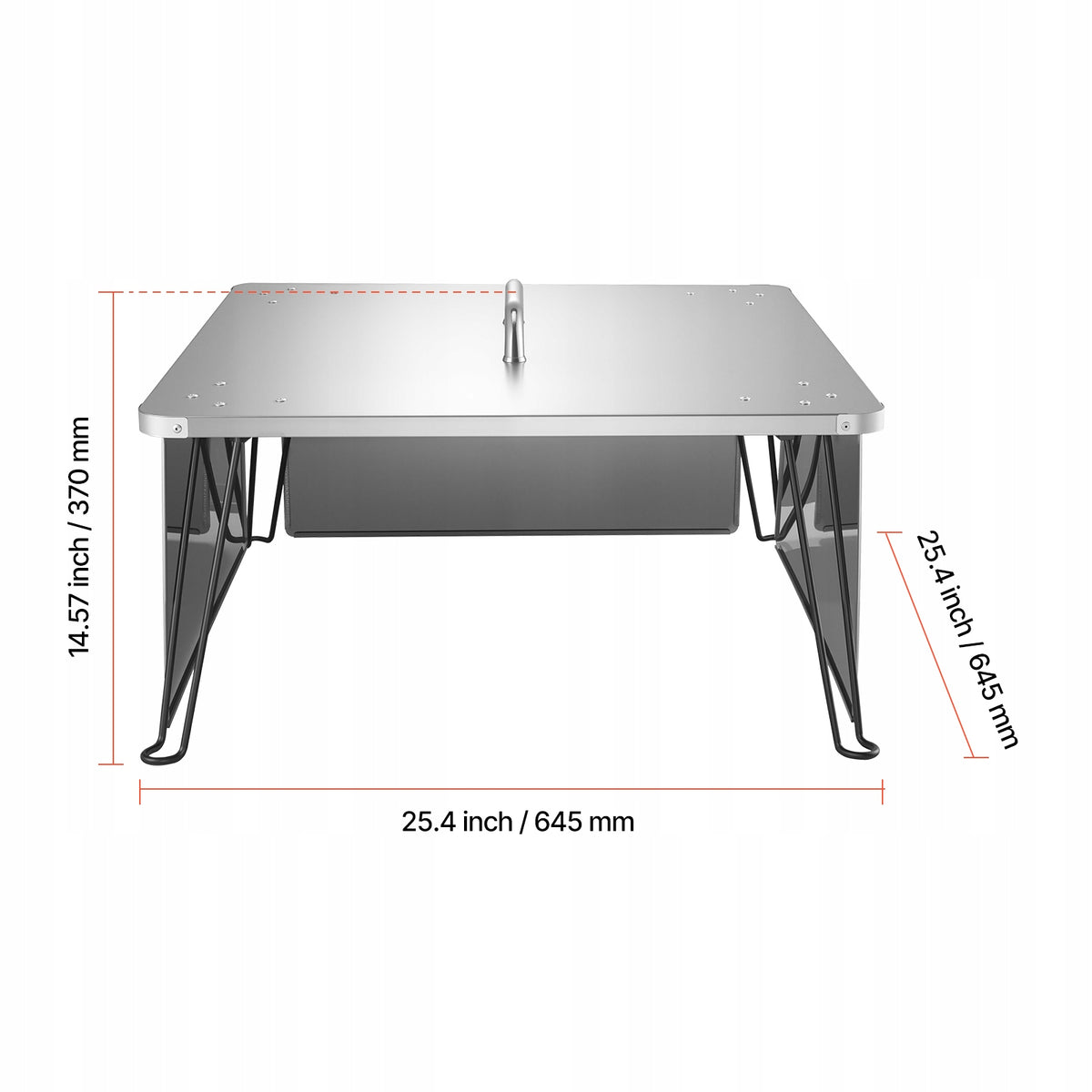 VEVOR FIRE PIT LID 645X645X370 MM STAINLESS STEEL HEAT DEFLECTOR