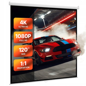 VEVOR 120 INCH MANUAL PROJECTION SCREEN 1:1 PVC 4K 3D PREMIUM