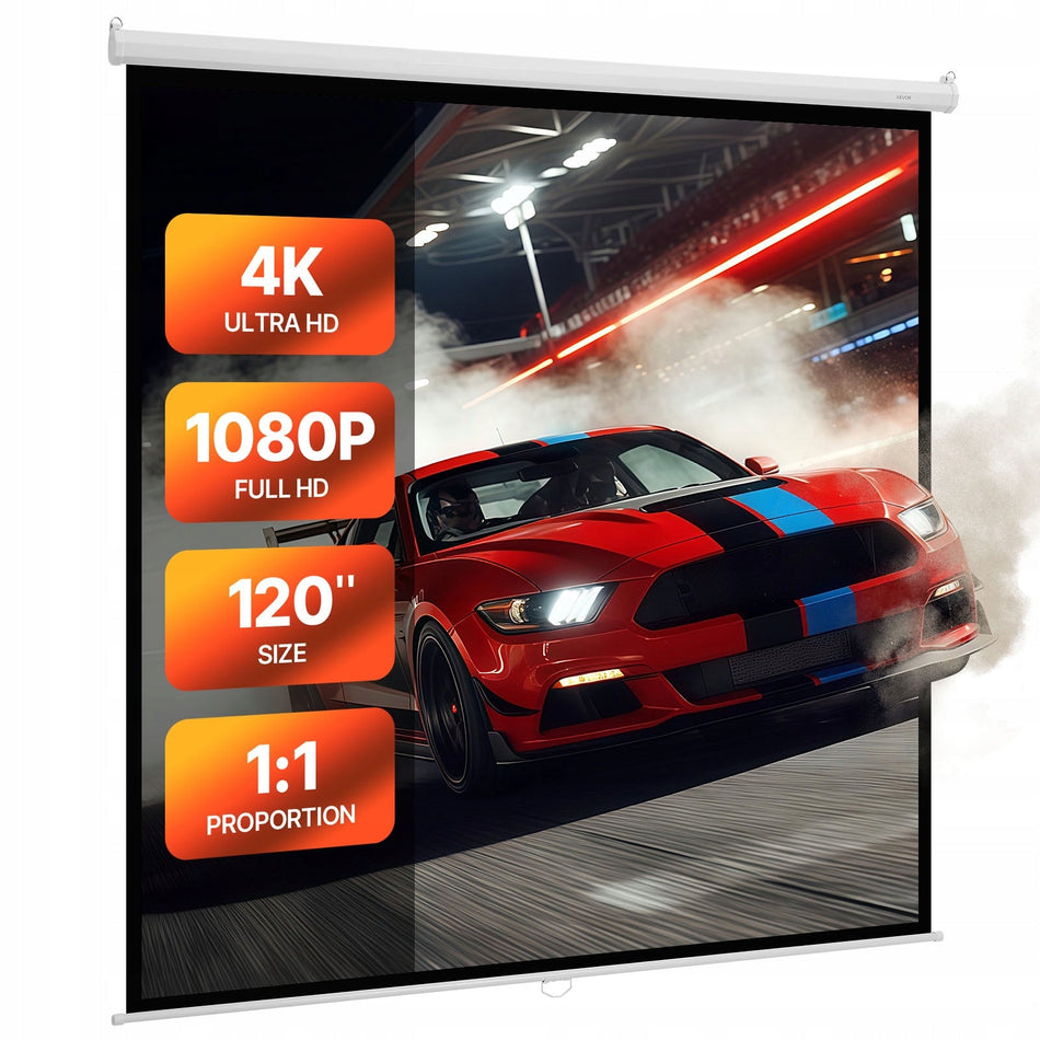 VEVOR 120 INCH MANUAL PROJECTION SCREEN 1:1 PVC 4K 3D PREMIUM