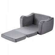 VEVOR FOLDABLE 2-IN-1 CHILDREN'S SOFA ARMCHAIR WITH 28D SPONGE SHORT PLUSH GREY