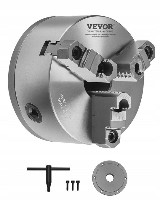 VEVOR 3-JAW LATHE CHUCK 160 MM SELF-CENTERING WITH BACKPLATE POWERFUL