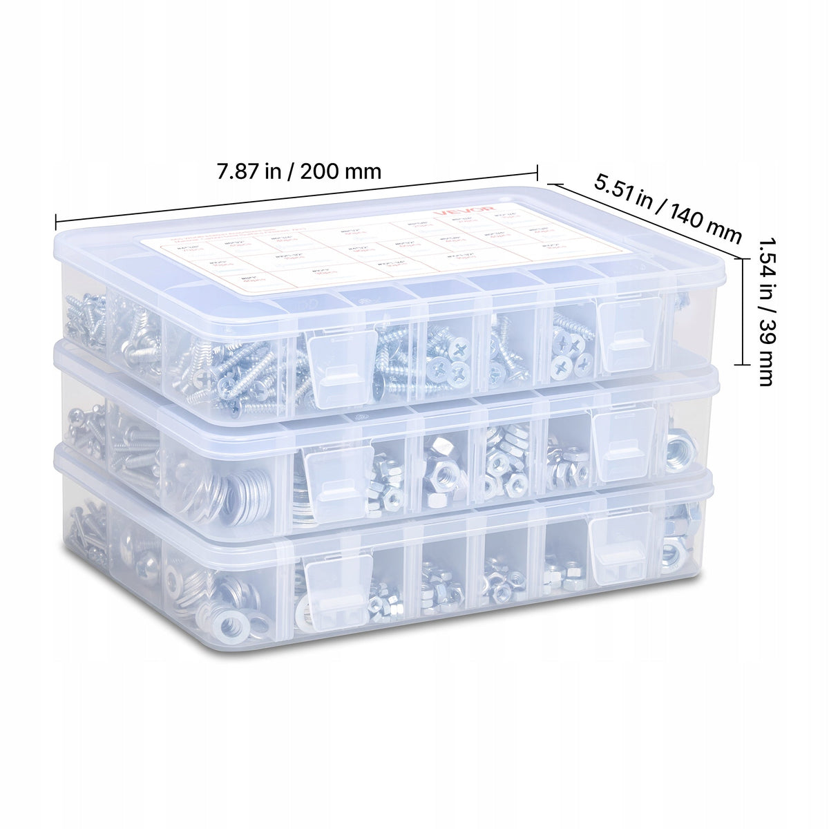 VEVOR 2250PCS SCREW AND NUT SET STRONG ALLOY STEEL METRIC