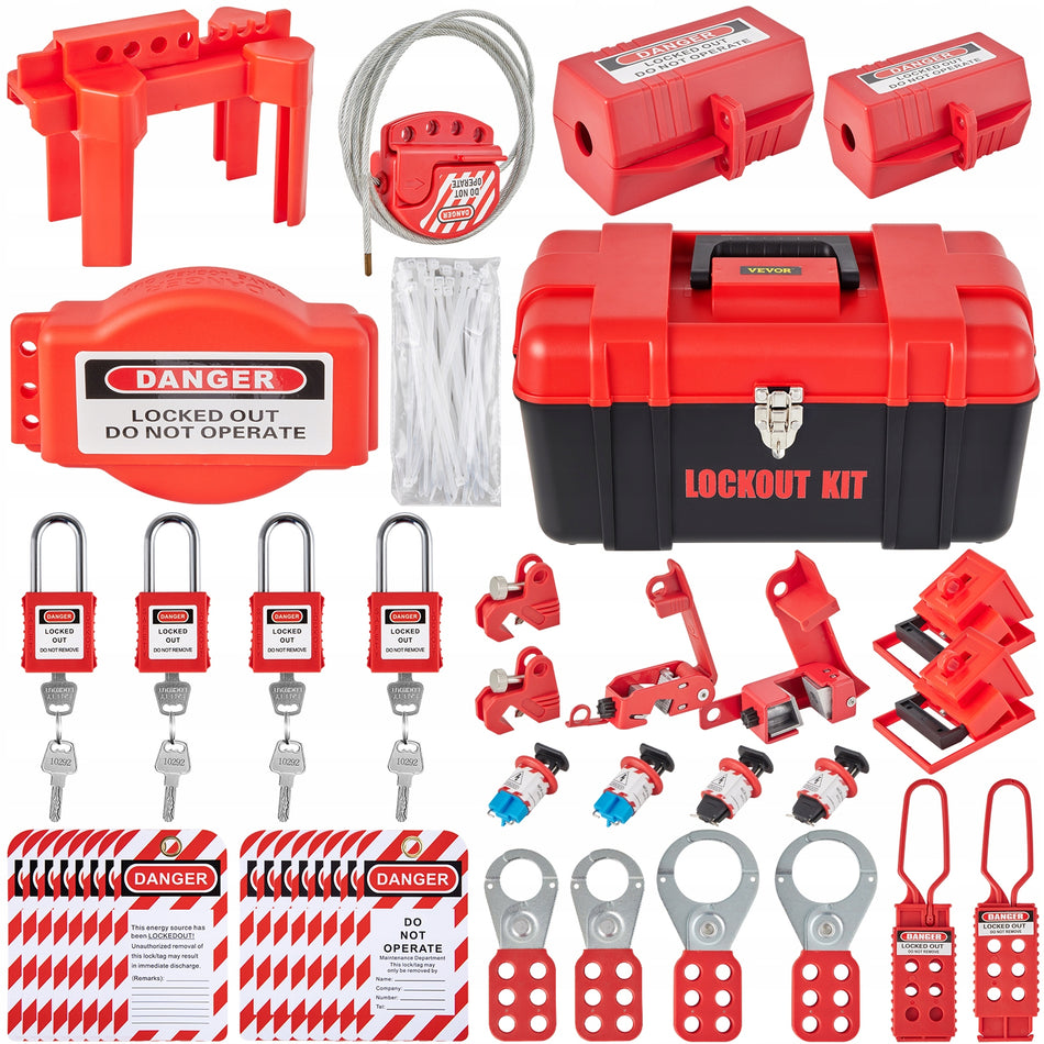 VEVOR PROFESSIONAL 42-PIECE SAFETY LOCKOUT KIT PADLOCKS TAGS