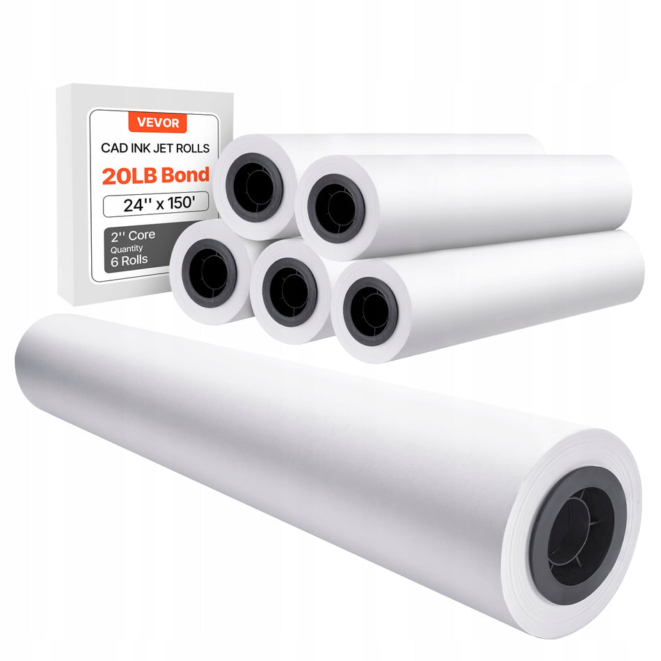 VEVOR LARGE FORMAT PLOTTER PAPER 6 ROLLS 45.7M X 61CM PROFESSIONAL