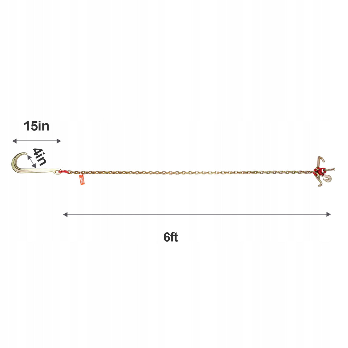 VEVOR TOW CHAIN J-HOOK G80 5/16 INCH 6 FEET 2 PCS GALVANIZED