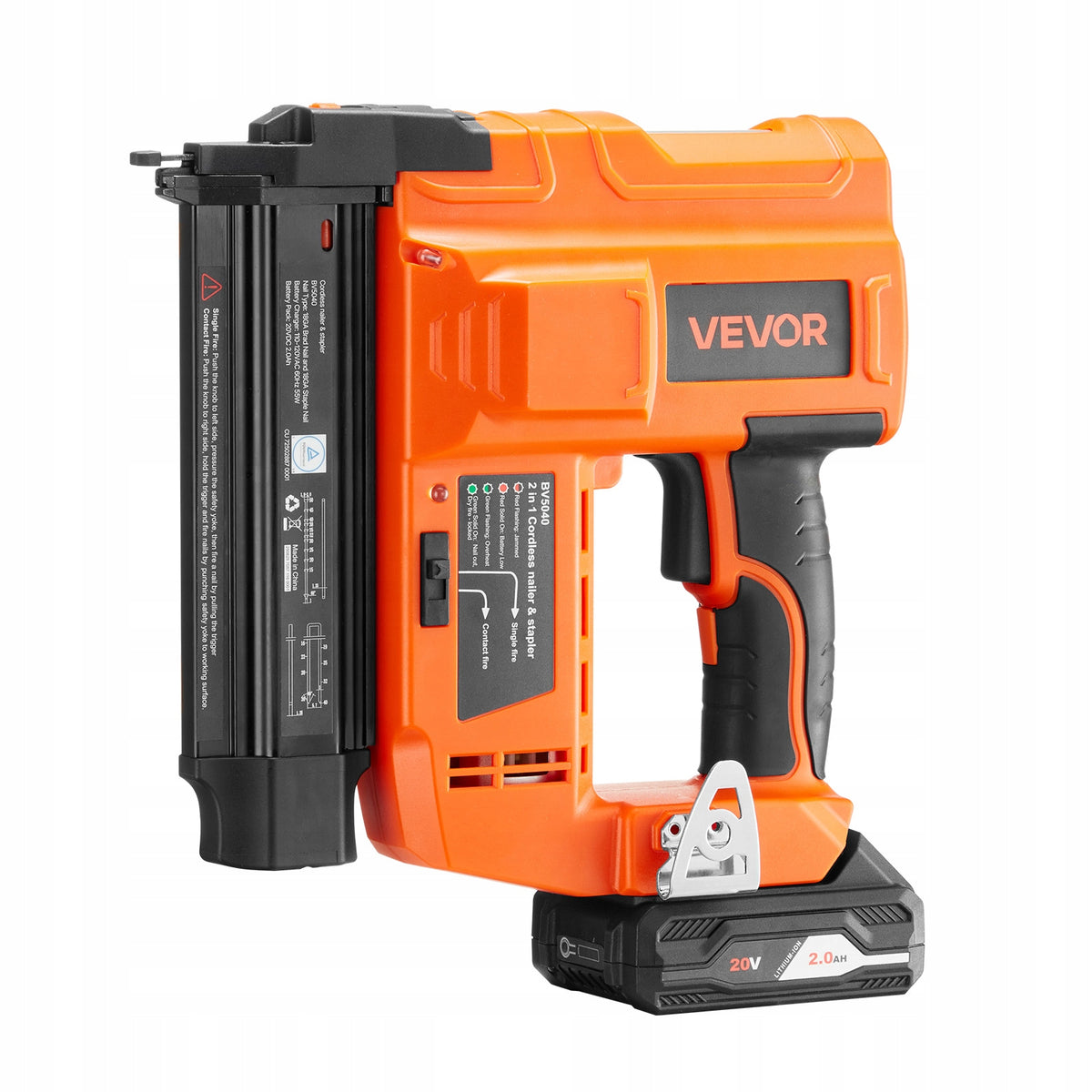 VEVOR 2-IN-1 PROFESSIONAL CORDLESS BRAD NAILER 18GA 20V 100 NAILS