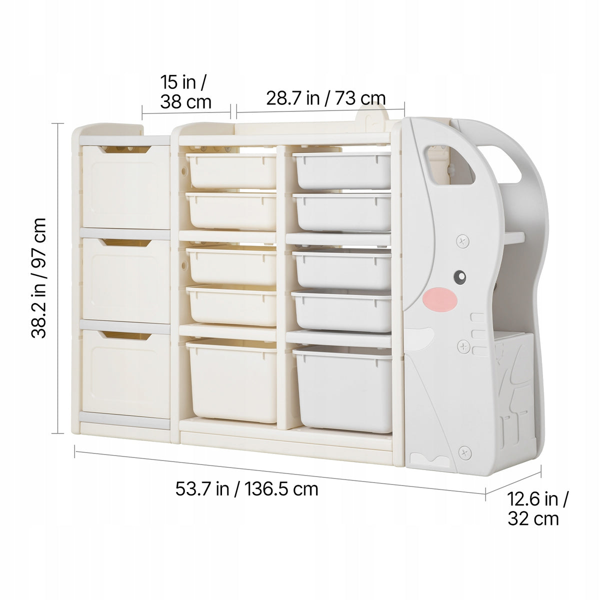 VEVOR 4-TIER ELEPHANT TOY STORAGE SHELF STURDY HDPE ORGANIZER BEIGE GREY