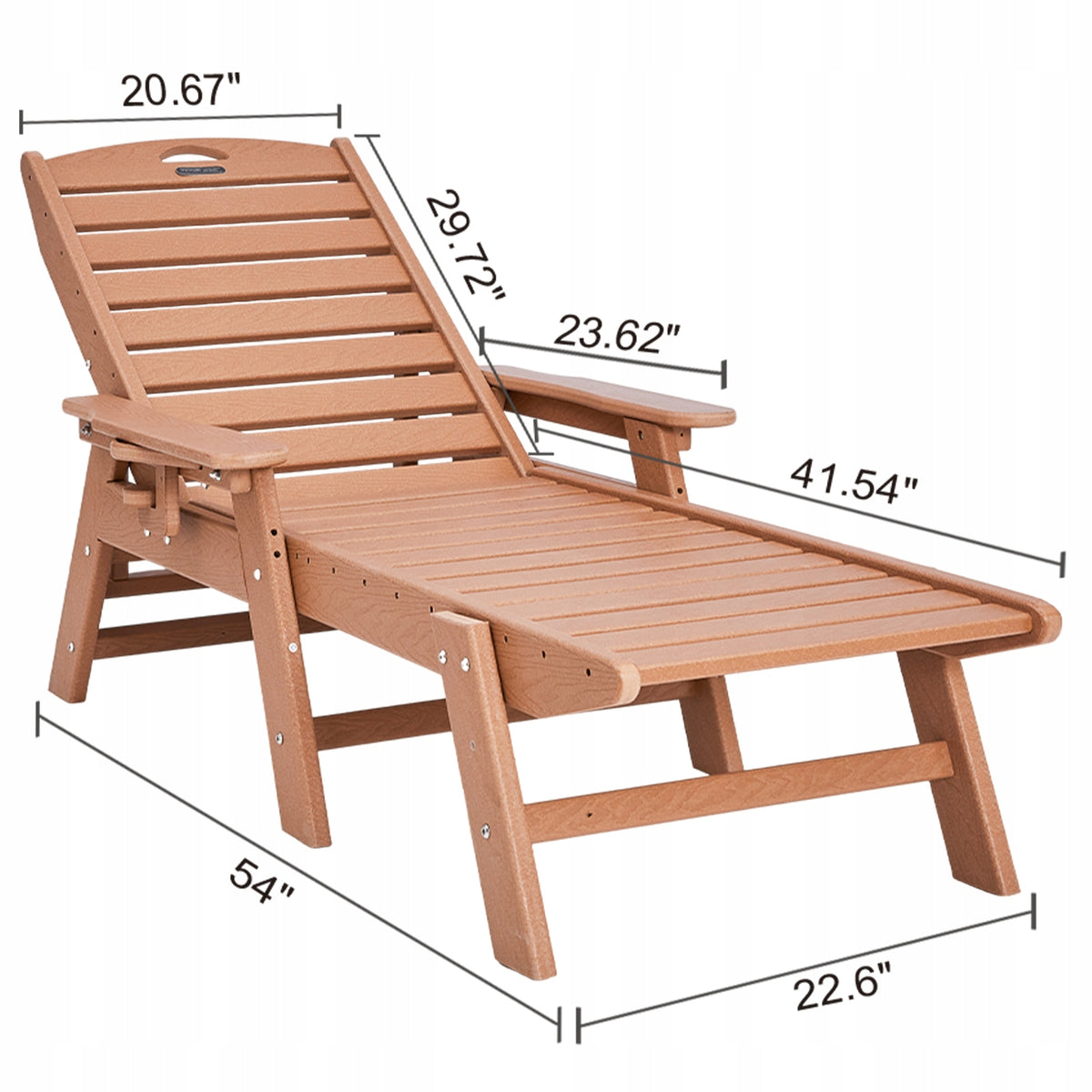 VEVOR HDPE GARDEN LOUNGER STRONG 181 KG 6-POSITION ADJUSTABLE ARMREST