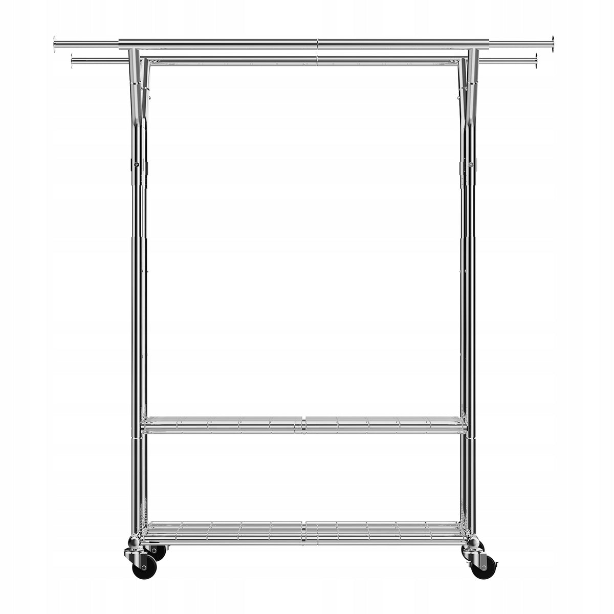 VEVOR PROFESSIONAL CLOTHES RACK ON WHEELS 2 RODS 2 SHELVES 120 KG