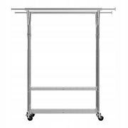 VEVOR PROFESSIONAL CLOTHES RACK ON WHEELS 2 RODS 2 SHELVES 120 KG