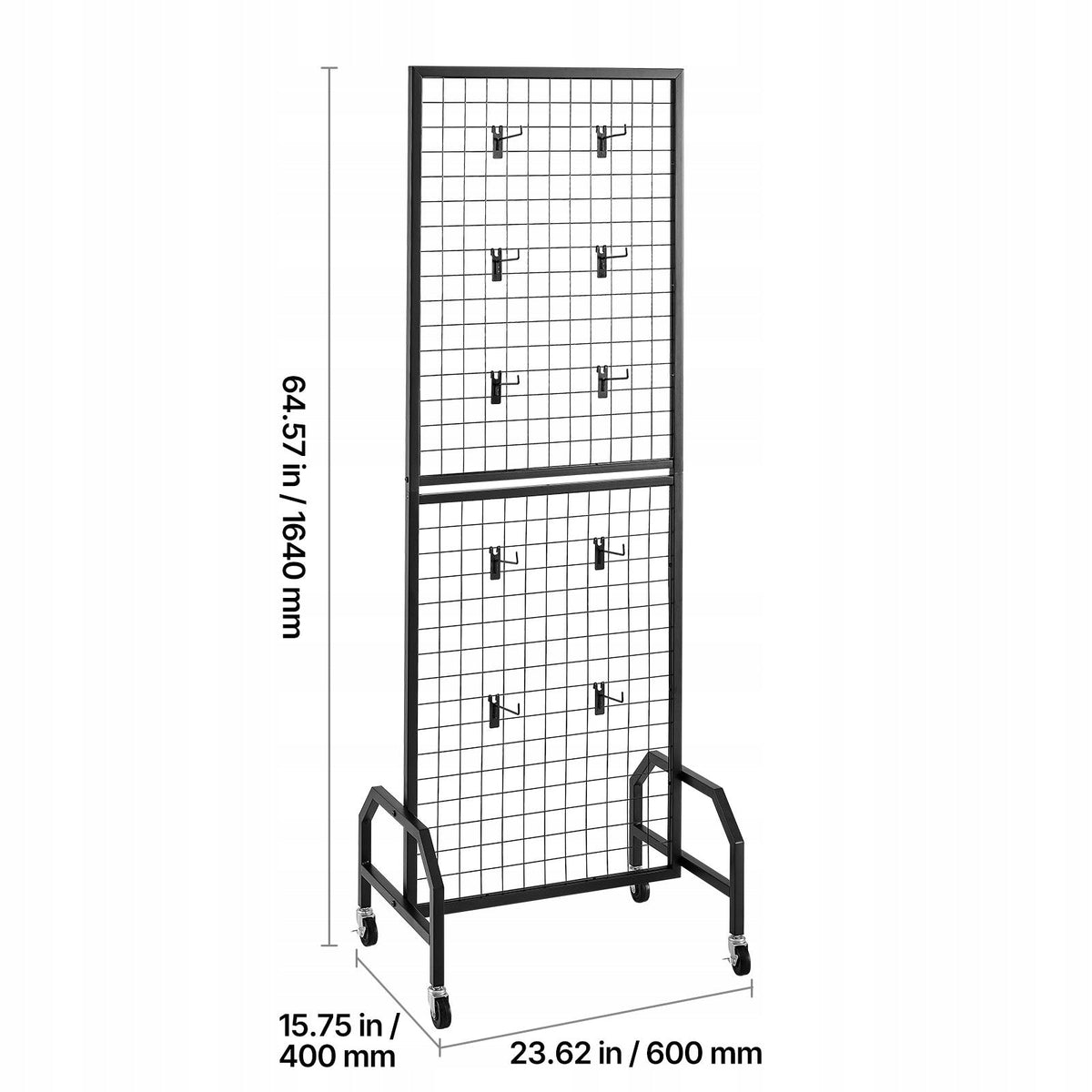 VEVOR LATTICE WALL PANEL 60X164 CM BLACK DISPLAY STAND WITH 10