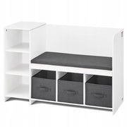 VEVOR KIDS READING BENCH WITH BOOKSHELF AND REMOVABLE CUSHION WHITE