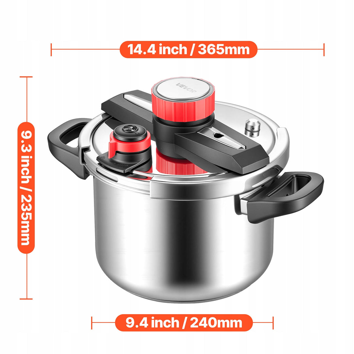 VEVOR 6L Stainless Steel Pressure Cooker with Steamer Basket and Glass Lid