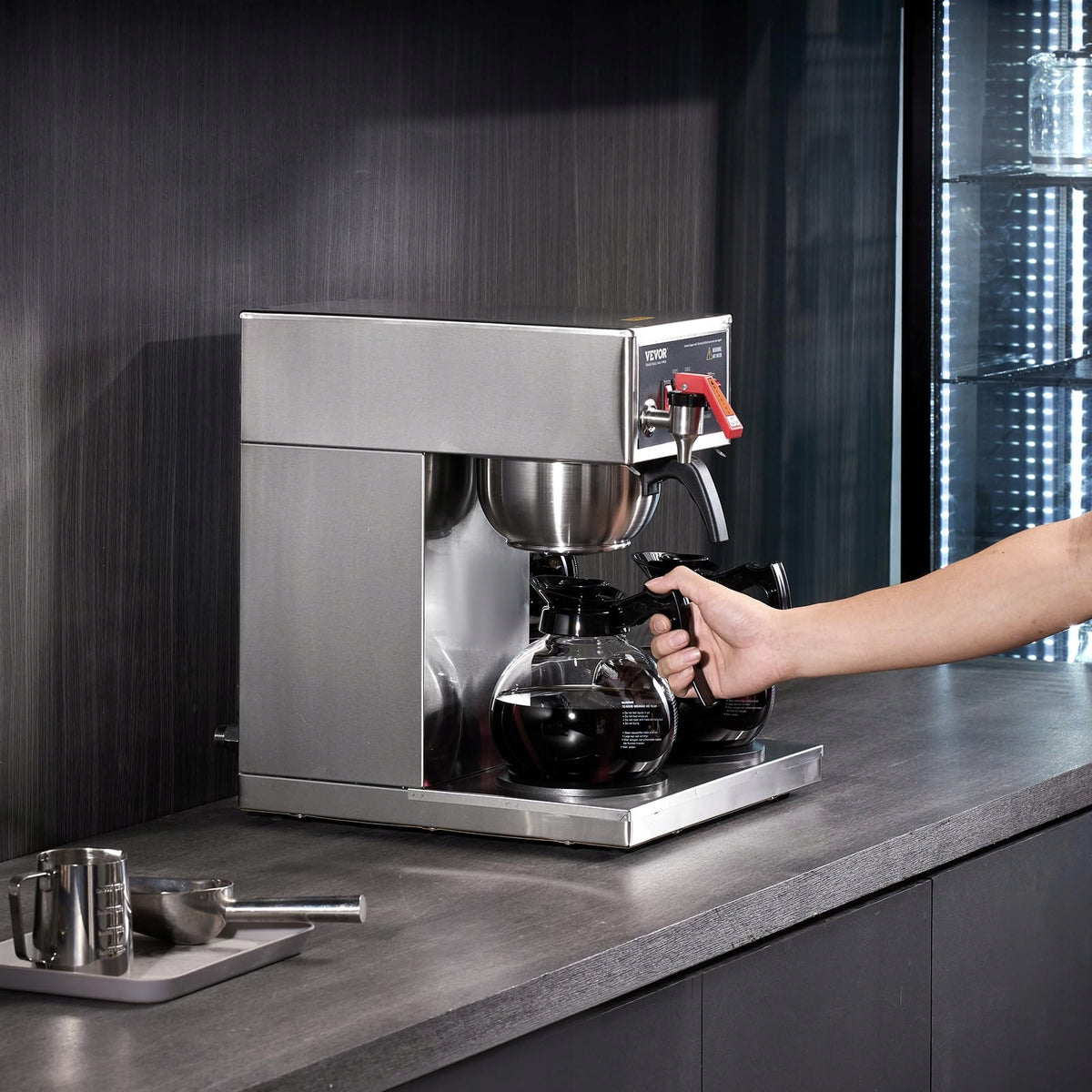 VEVOR 12-CUP COMMERCIAL DRIP COFFEE MAKER WITH 3 GLASS